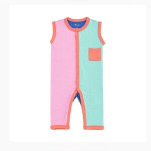Kyte Baby - Sleevelss Romper in Melon Colorblock - 12-18m